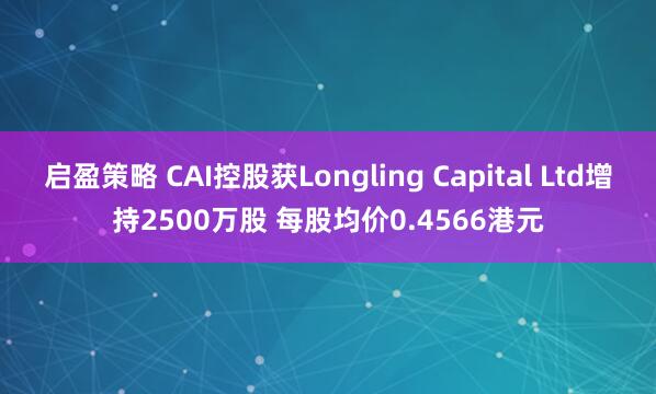 启盈策略 CAI控股获Longling Capital Ltd增持2500万股 每股均价0.4566港元