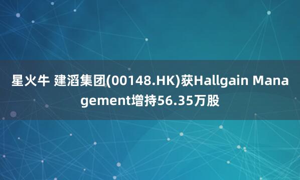 星火牛 建滔集团(00148.HK)获Hallgain Management增持56.35万股